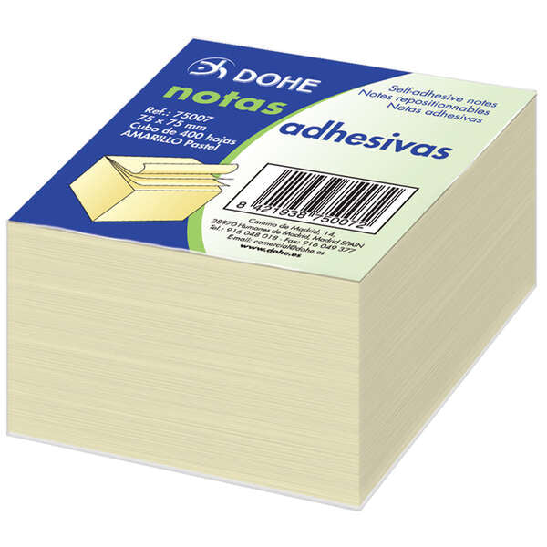 Dohe Cubos de Notas Reposicionables Amarillas - 75mm - Cubo de 400 Hojas - Papel de 75gr - Ideales para Oficina y Escuela 6 pieza(s)