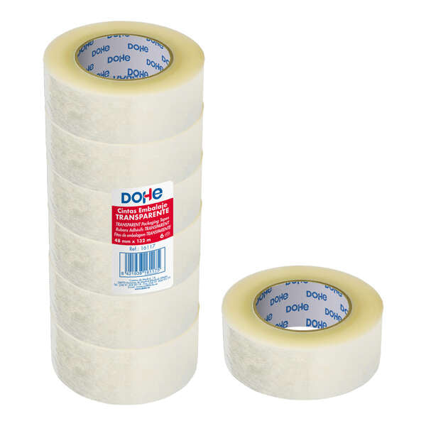 Dohe Precinto de Polipropileno Resistente 48mmx132m - Adhesivo Potente - Transparente 6 pieza(s)