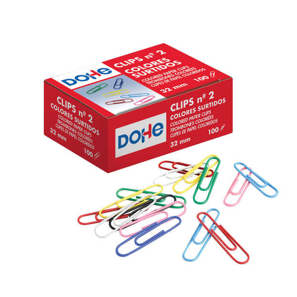 Dohe Clips Metalicos Plastificados - Numero 2 - Colores Surtidos - Resistente y Duradero 1 pieza(s)