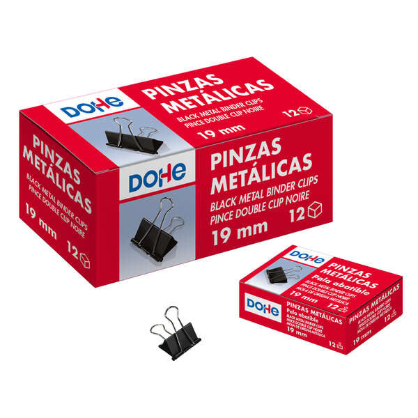 Dohe 12 Pinzas Metalicas Sujetapapeles de Pala Abatible - 50mm - Acero de Gran Resistencia - Color Negro 1 pieza(s)