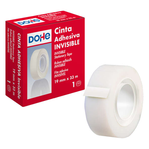 Dohe Cinta Adhesiva Invisible de Polipropileno 19mmx33m - Alta Resistencia y Potente Adhesivo - Aptas para todo Tipo de Aplicaciones 1 pieza(s)