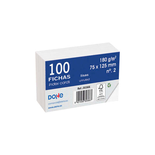 Dohe Fichas de Cartulina Offset Blanca - 180g - Paquete de 100 Unidades 1 pieza(s)