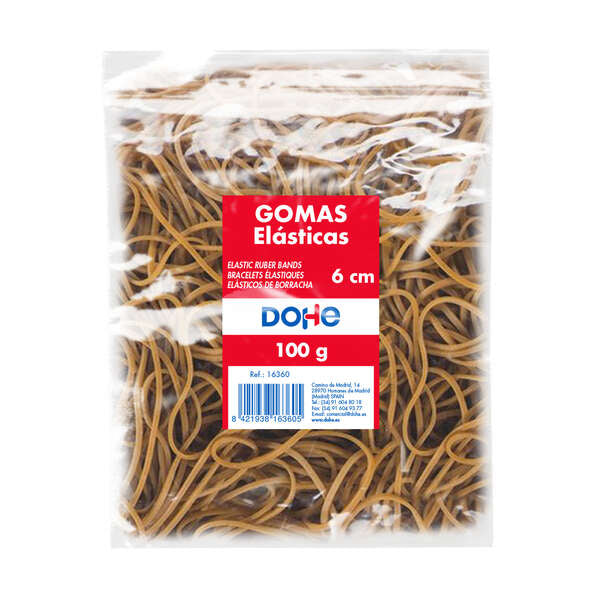 Dohe Gomas Elasticas - Longitud 6cm - Fabricadas en Latex de Gran Resistencia y Elasticidad - Bolsa de 100gr 1 pieza(s)