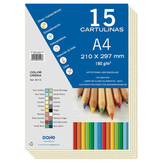 Dohe Cartulinas A4 - 15 Hojas - Ideal para Manualidades y Proyectos Escolares 1 pieza(s)