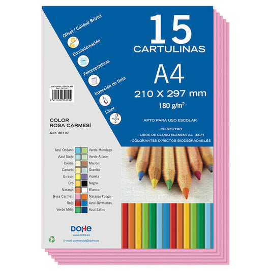 Dohe Cartulinas A4 - 15 Hojas - Ideal para Manualidades y Proyectos Escolares 1 pieza(s)