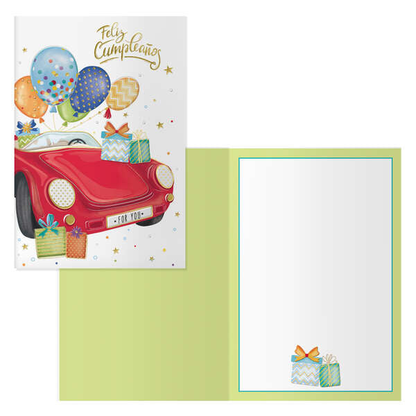 Dohe Pack de 6 Tarjetas de Felicitacion de Cumpleaños - 11.5x17cm - Impresion a Todo Color - Estampaciones con Pelicula de Color - Estampacion en Seco - Papel Offset Blanco de 300gr - Incluye Sobre de Color 1 pieza(s)