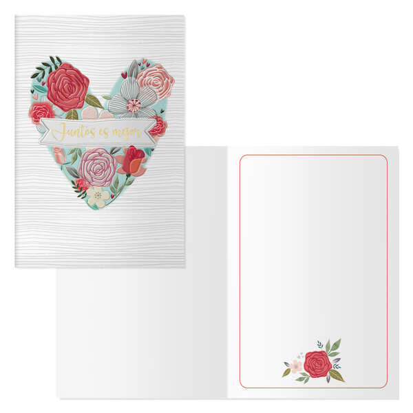 Dohe Pack de 6 Tarjetas de Felicitacion de San Valentin - 11.5x17cm - Impresas a Todo Color - Estampaciones con Pelicula de Color - Estampacion en Seco - Papel Offset Blanco de 300gr - Incluye Sobre de Color 1 pieza(s)