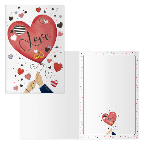 Dohe Pack de 6 Tarjetas de Felicitacion de San Valentin - 11.5x17cm - Impresas a Todo Color - Estampaciones con Pelicula de Color - Estampacion en Seco - Papel Offset Blanco de 300gr - Incluye Sobre de Color 1 pieza(s)