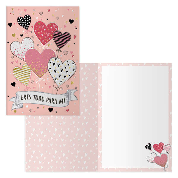 Dohe Pack de 6 Tarjetas de Felicitacion de San Valentin - 11.5x17cm - Impresas a Todo Color - Estampaciones con Pelicula de Color - Estampacion en Seco - Papel Offset Blanco de 300gr - Incluye Sobre de Color 1 pieza(s)