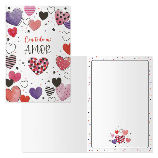 Dohe Pack de 6 Tarjetas de Felicitacion de San Valentin - 11.5x17cm - Impresas a Todo Color - Estampaciones con Pelicula de Color - Estampacion en Seco - Papel Offset Blanco de 300gr - Incluye Sobre de Color 1 pieza(s)