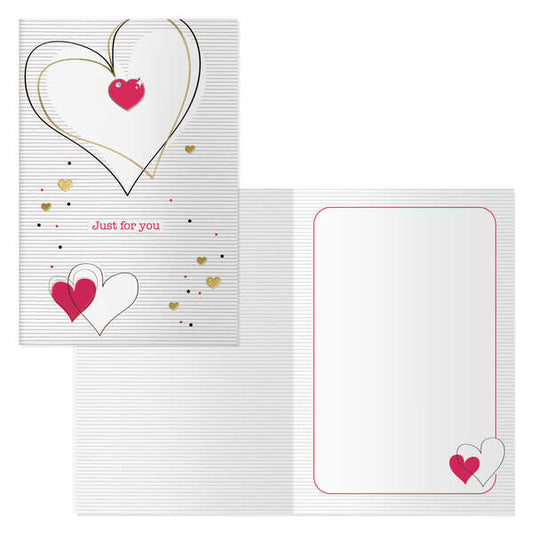 Dohe Pack de 6 Tarjetas de Felicitacion de San Valentin - 11.5x17cm - Impresion a Todo Color - Estampaciones con Pelicula de Color - Estampacion en Seco - Papel Offset Blanco de 300gr - Incluye Sobre de Color 1 pieza(s)