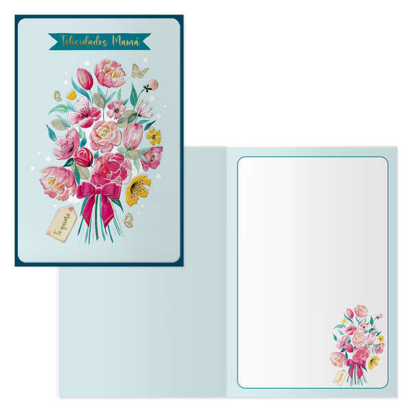 Dohe Pack de 6 Tarjetas de Felicitacion Dia de la Madre - 11.5x17cm - Impresas a Todo Color - Estampaciones con Pelicula de Color - Estampacion en Seco - Papel Offset Blanco de 300gr - Incluye Sobre de Color 1 pieza(s)