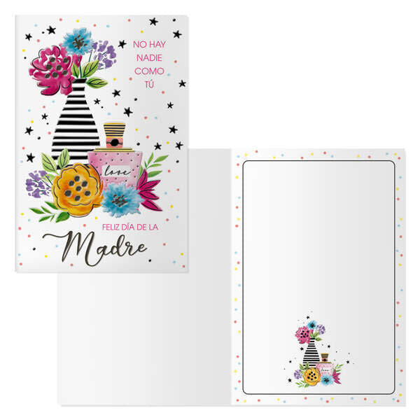 Dohe Pack de 6 Tarjetas de Felicitacion Dia de la Madre - 11.5x17cm - Impresas a Todo Color - Estampaciones con Pelicula de Color - Estampacion en Seco - Papel Offset Blanco de 300gr - Incluye Sobre de Color 1 pieza(s)