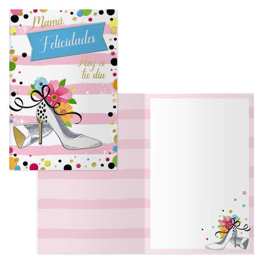 Dohe Pack de 6 Tarjetas de Felicitacion Dia de la Madre - 11.5x17cm - Impresas a Todo Color - Estampaciones con Pelicula de Color - Estampacion en Seco - Papel Offset Blanco de 300gr - Incluye Sobre de Color 1 pieza(s)