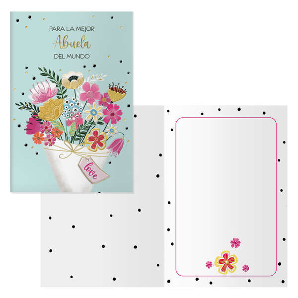 Dohe Ramo Pack de 6 Tarjetas de Felicitacion para Abuela - 11.5x17cm - Impresion a Todo Color - Estampaciones con Pelicula de Color - Estampacion en Seco - Papel Offset Blanco de 300gr - Incluye Sobre de Color 1 pieza(s)