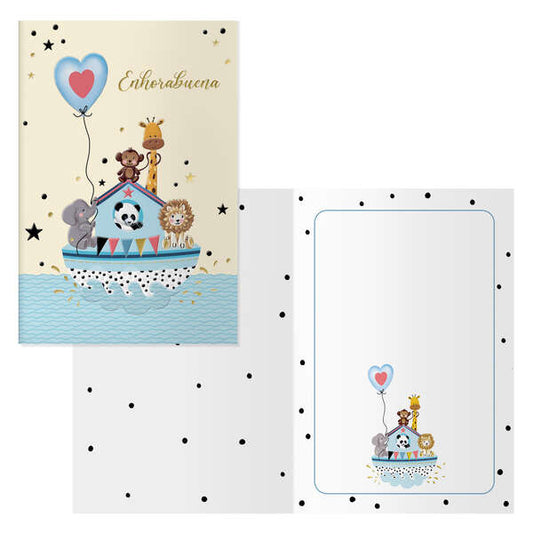 Dohe Arca Pack de 6 Tarjetas de Felicitacion para Nacimientos - 11.5x17cm - Impresas a Todo Color - Estampaciones con Pelicula de Color - Estampacion en Seco - Papel Offset Blanco de 300gr - Incluye Sobre de Color 1 pieza(s)