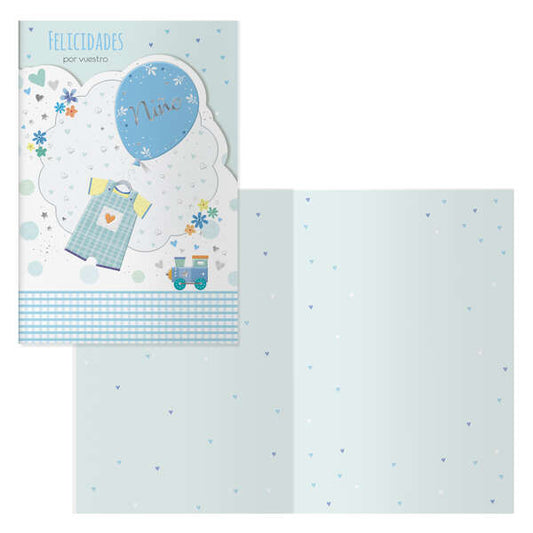 Dohe Tren Pack de 6 Tarjetas de Felicitacion para Nacimientos - 11.5x17cm - Impresas a Todo Color - Estampaciones con Pelicula de Color - Estampacion en Seco - Papel Offset Blanco de 300gr - Incluye Sobre de Color 1 pieza(s)