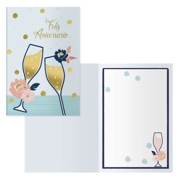 Dohe Brindis Pack de 6 Tarjetas de Felicitacion de Aniversario - 11.5x17cm - Impresas a Todo Color - Estampaciones con Pelicula de Color - Papel Offset Blanco de 300gr - Incluye Sobre de Color 1 pieza(s)