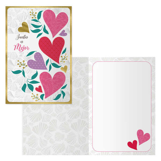 Dohe Juntos Pack de 6 Tarjetas de Felicitacion para Parejas - 11.5x17cm - Impresion a Todo Color - Estampaciones con Pelicula de Color - Estampacion en Seco - Papel Offset Blanco de 300gr - Incluye Sobre de Color 1 pieza(s)