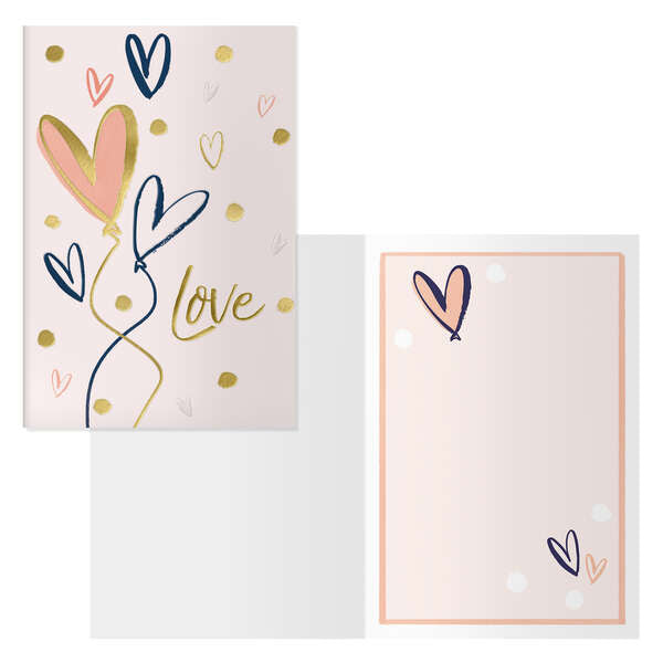 Dohe Hearts Pack de 6 Tarjetas de Felicitacion para Parejas - 11.5x17cm - Impresion a Todo Color - Estampaciones con Pelicula de Color - Estampacion en Seco - Papel Offset Blanco de 300gr - Incluye Sobre de Color 1 pieza(s)