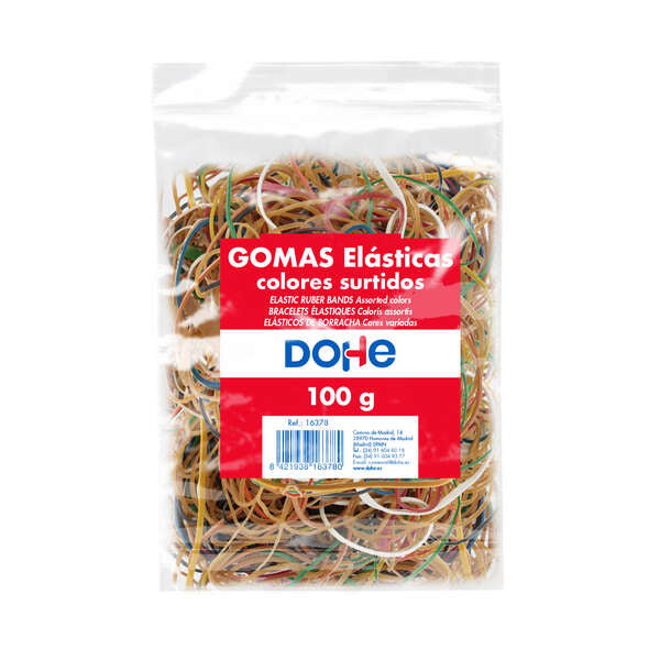 Dohe Gomas de Latex - 100gr - Gran Resistencia y Elasticidad - Surtido de Colores, Tamaños y Grosores 1 pieza(s)