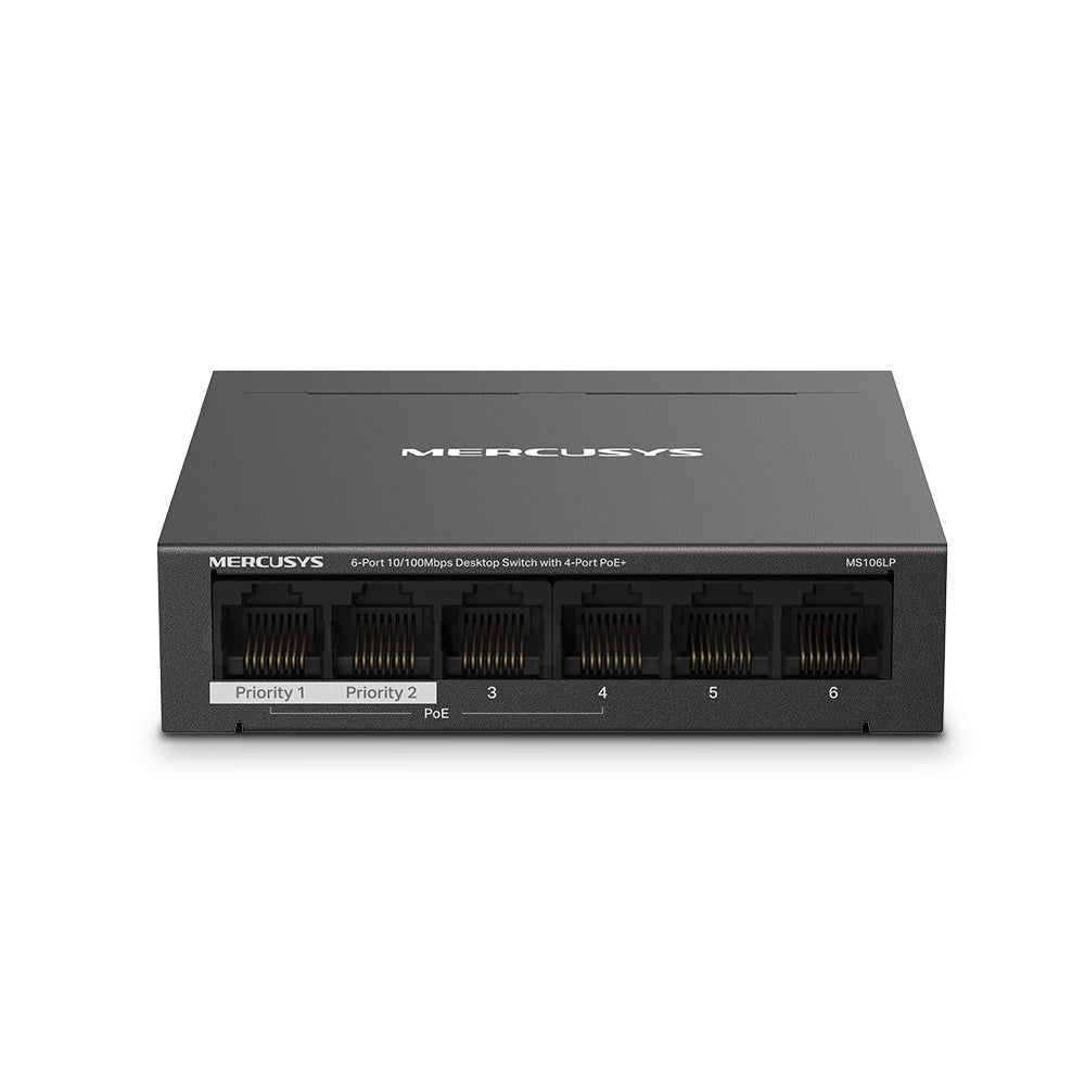 Mercusys - MS106LP switch Gestionado Fast Ethernet (10/100) Energía sobre Ethernet (PoE) Negro