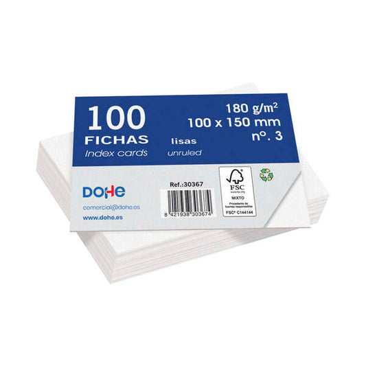 Dohe Fichas de Cartulina Offset Blanca - 180g - Paquete de 100 Unidades 1 pieza(s)