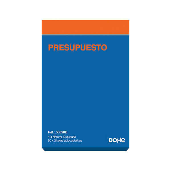 Dohe Talonarios Preimpresos a Dos Tintas en Papel Autocopiativo - 100 Hojas - Cuarto Natural - Duplicado 1 pieza(s)