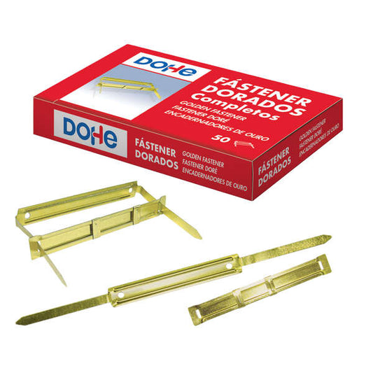 Dohe Fastener Metalico Dorado - para Encuadernaciones de 80mm - Lengüeta y Pasador - Caja de 50 Uds 1 pieza(s)