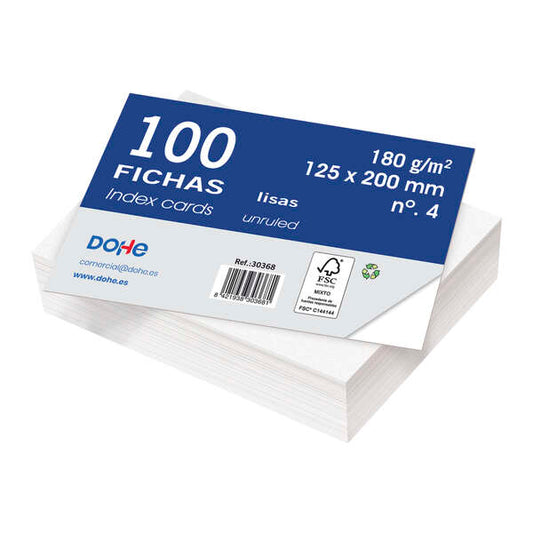 Dohe Fichas de Cartulina Offset Blanca - 180g - Paquete de 100 Unidades - Lisas 1 pieza(s)