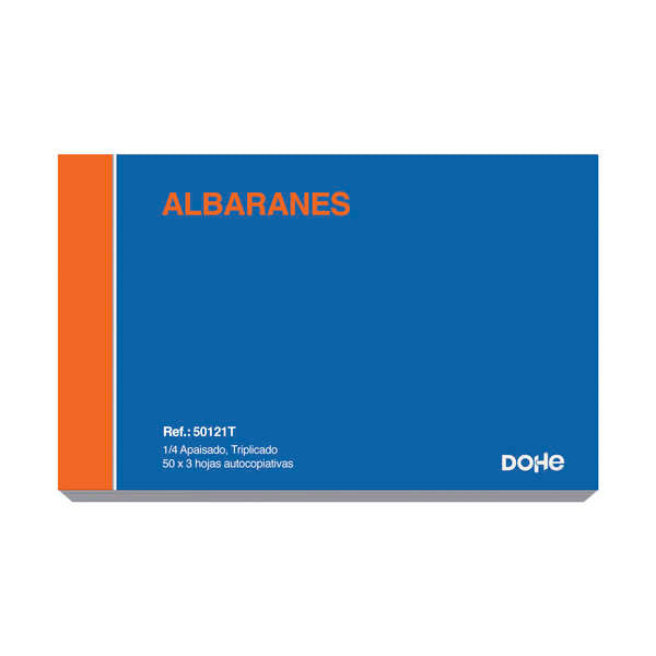 Dohe Talonario de Albaranes Cuarto Apaisado Triplicado 50 Hojas x 3 - Preimpresos a 2 Tintas en Papel Autocopiativo 1 pieza(s)