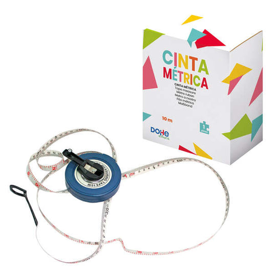 Dohe Cinta Metrica Enrollable - 10 Metros de Longitud - graduada en Centimetros - Ideal para Longitudes Largas - Recomendado para Tercer Ciclo de Primaria 1 pieza(s)