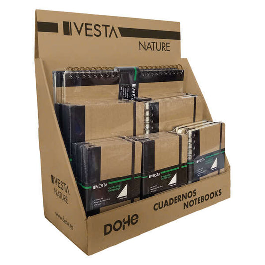 Dohe Expositor de Sobremesa para Cuadernos Vesta Nature - Fabricado en Carton Reforzado Color Kraft - Diseño Resistente y Ecologico - Ideal para Organizar y Exhibir Cuadernos 19 pieza(s)