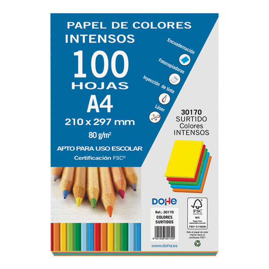 Dohe Papel Multifuncion de 80g - Apto para Fotocopiadoras, Impresoras Laser y Chorro de Tinta - Colores Surtidos 1 pieza(s)