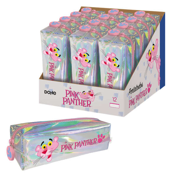 Dohe Expositor de 12 Portatodos Cuadrados Brillantes de Pink Panther - 200mm - para Todo Tipo de Utensilios Escolares - Fabricado en Material Flexible y Resistente 12 pieza(s)