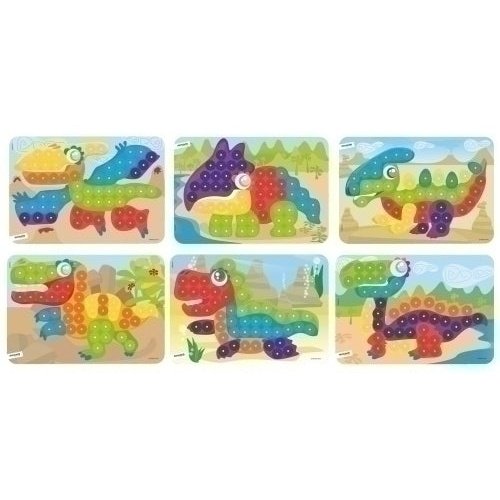 Miniland Educational - JUEGO MINILAND PEGS 20mm DINOS P/6