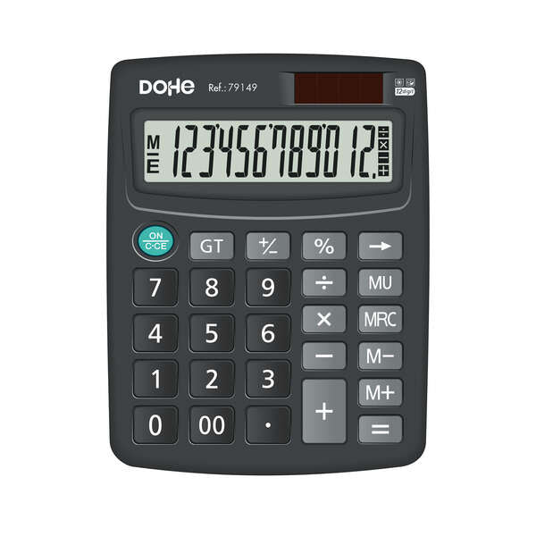 Dohe Calculadora Electronica de Sobremesa - Pantalla LCD de 12 Digitos - Alimentacion Solar y a Pilas - Teclas de Gran Tamaño 1 pieza(s)