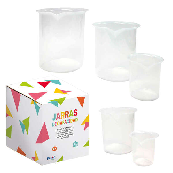 Dohe Juego de Jarras graduadas de Plastico - 1L, 0.5L, 0.25L, 100Ml, 50ml - Recomendado para Tercer Ciclo de Primaria 1 pieza(s)