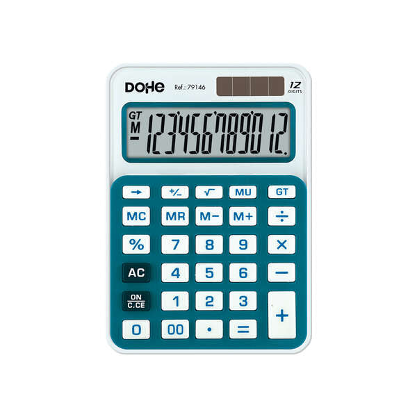 Dohe Calculadora Electronica de 12 Digitos - Alimentacion Solar y a Pilas - 4 Teclas de Memoria - Apagado Automatico - Teclas de Gran Formato - Funciones de Raiz Cuadrada y Mark Up 1 pieza(s)