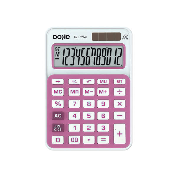 Dohe Calculadora Electronica de 12 Digitos - Funciones de Raiz Cuadrada y Mark Up - 4 Teclas de Memoria - Alimentacion Solar y a Pilas - Apagado Automatico - Teclas de Gran Formato 1 pieza(s)