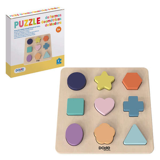 Dohe Juego Educativo de Formas Geometricas de Madera - Bordes Redondos - Tacto Suave - Colores Llamativos - Estimula la Coordinacion Ojo-Mano - Fomenta la Imaginacion - Impulsa el Aprendizaje 1 pieza(s)