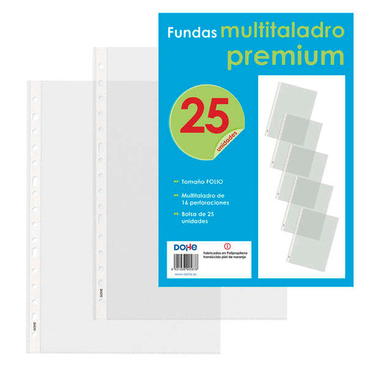 Dohe 25 Fundas Multitaladro Premium con 16 Perforaciones - Polipropileno Rugoso 1 pieza(s)