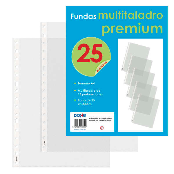 Dohe 25 Fundas Multitaladro Premium con 16 Perforaciones - Polipropileno Rugoso 1 pieza(s)