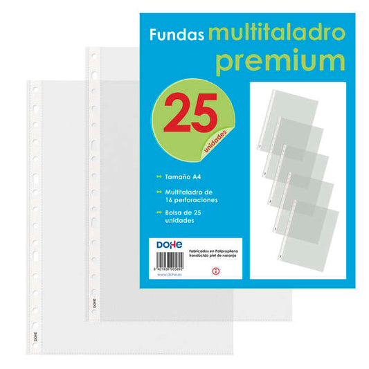 Dohe 25 Fundas Multitaladro Premium con 16 Perforaciones - Polipropileno Rugoso 1 pieza(s)