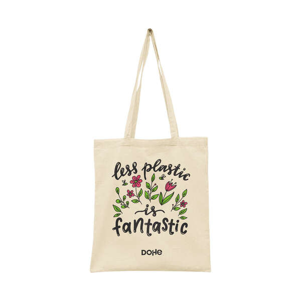 Dohe Totebag de Algodon Reciclado y Organico - 220gr - Asas Largas - Sostenible y Respetuoso con el Medio Ambiente - Espacioso y Manejable 1 pieza(s)