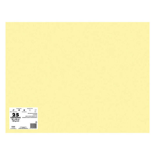 Dohe Pack de 25 Cartulinas de 180 G/M2 - Tamaño 50x65cm - PH Neutro - Libres de Cloro Elemental - Colorantes Biodegradables - Color Amarillo Canario 1 pieza(s)