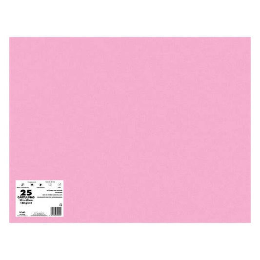 Dohe Pack de 25 Cartulinas de 180 G/M2 - Tamaño 50x65cm - PH Neutro - Libres de Cloro Elemental - Colorantes Biodegradables - Color Rosa 1 pieza(s)