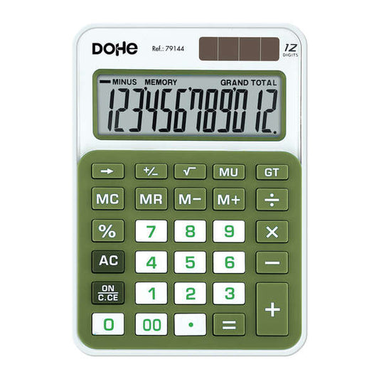 Dohe Calculadora Electronica de 12 Digitos - Alimentacion Solar y a Pilas - 4 Teclas de Memoria - Apagado Automatico - Teclas de Gran Formato - Funciones de Raiz Cuadrada y Mark Up 1 pieza(s)