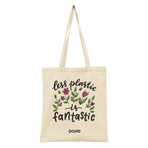 Dohe Totebag de Algodon Reciclado y Organico - 220gr - Asas Largas - Sostenible y Respetuoso con el Medio Ambiente - Ideal para Uso Diario 1 pieza(s)