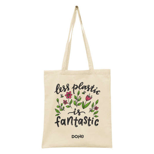 Dohe Totebag de Algodon Reciclado y Organico - 220gr - Asas Largas - Sostenible y Respetuoso con el Medio Ambiente - Ideal para Uso Diario 1 pieza(s)